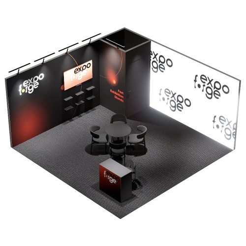 Messestand 5×5, 2 Wände, Premium