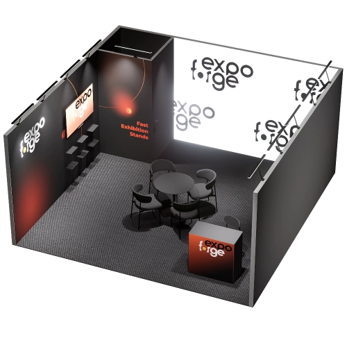 Messestand 5×5, 3 Wände, Premium