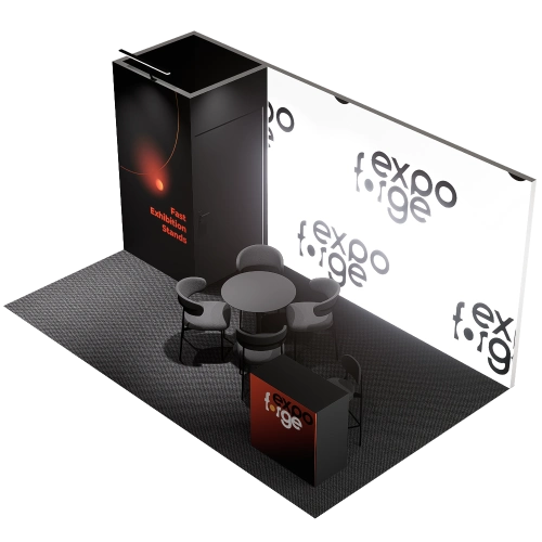 Messestand 3×4, 1 Wand, Premium