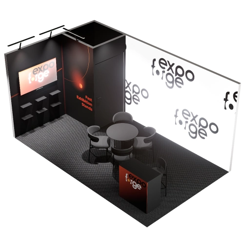 Messestand 3×4, 2 Wände, Premium