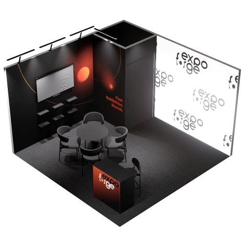 Messestand 4×4, 2 Wände, Premium