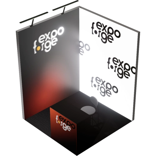 Messestand 2×2, 2 Wände, Premium