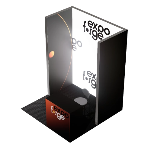 Messestand 2×2, 3 Wände, Premium