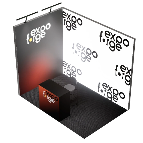 Messestand 2×3, 2 Wände, Premium