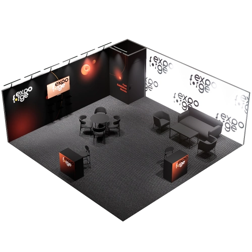 Messestand 7×7, 2 Wände, Premium
