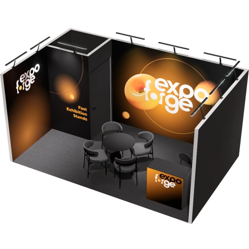 Messestand 3×4, 3 Wände, Pro