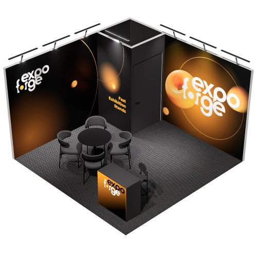 Messestand 4×4, 2 Wände, Pro