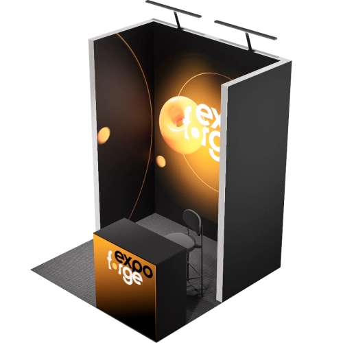 Messestand 2×2, 3 Wände, Pro