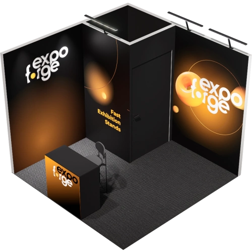 Messestand 3×3, 2 Wände, Pro