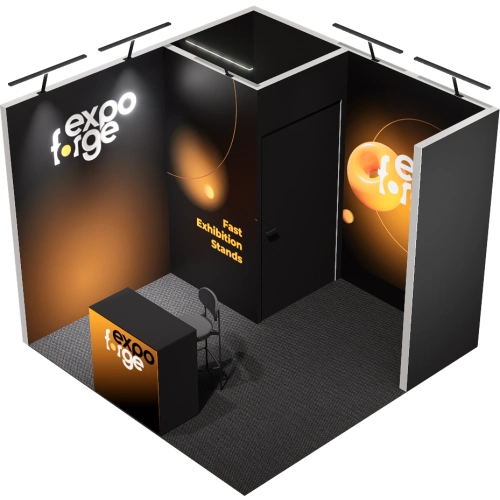 Messestand 3×3, 3 Wände, Pro