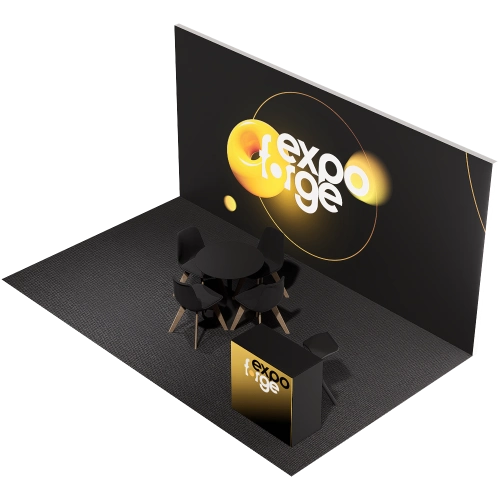 Messestand 3×4, 1 Wand, Standard