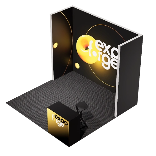 Messestand 3×3, 3 Wände, Standard