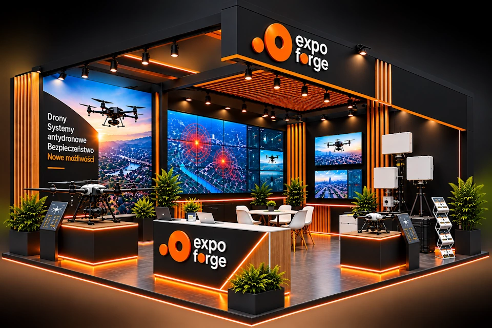 Stoisko targowe na Drone Security Expo w Krakowie