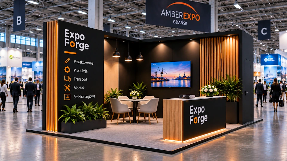 Zabudowa modułowa i indywidualna w AMBEREXPO. Stoiska modułowe, Stoiska indywidualne. Stoiska targowe.